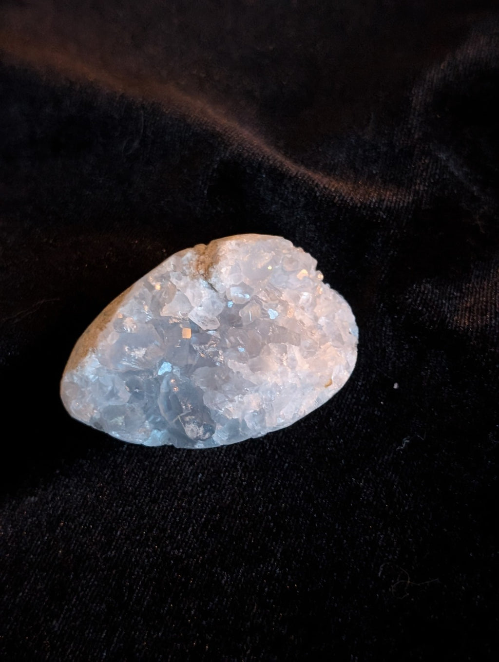 Natural Celestite Crystal Cluster | Pale Blue Druzy Specimen